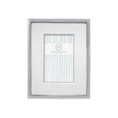 White Leather with Metal Border Frame
