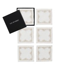 Pin Dot Cocktail Napkins in White, Gold & Silver, Set of 6