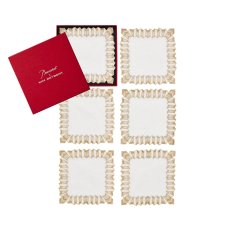 Etoile Cocktail Napkins in White, Gold & Silver, Set of 6