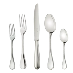 Steel Perles Flatware, 5 Piece Set