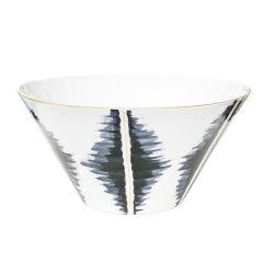 Kaleidoscope Straight Steel Blue, Black, and Gold Salad Bowl