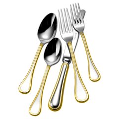 Lyrique Dore Stainless Steel Gold Accent Flatware, 5 Piece Set