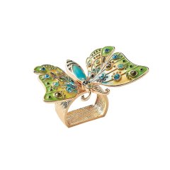 Arbor Napkin Ring in Blue & Green, Set of 4 in a Gift Box