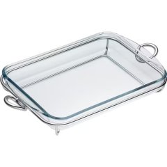 Vertigo Silver-Plated & Glass Rectangular Baking Dish