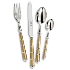 Pylone Flatware, 5 Piece Set (Gold with Silver Band)