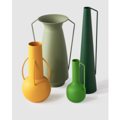 Green Roman Vases, Set of 4