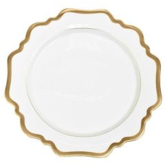 Antique White and Gold Dinner Plate