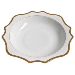 Antique White with Gold Salad Serving Bowl 13"