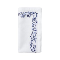 Ming Border Napkin in White & Navy, Set of 4