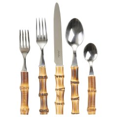 Natural Bamboo Flatware, 5 Piece Set