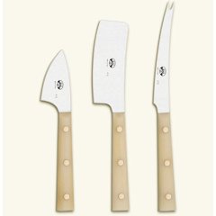 Cheese Knives with Ivory Lucite Handle, Set of 3