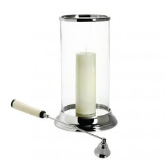 Glass Hurricane with Bone Candle Snuffer