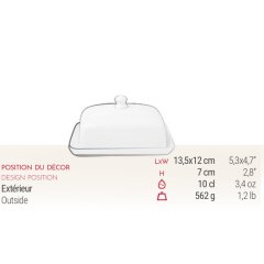 Cercle d'Ecailles Butter Dish Square w/ Cover - Bleu Acier and Taupe - Platine Filet