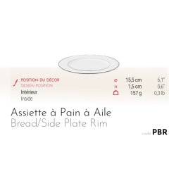 Bamboo Rimmed Bread Plate - Bleu Acier - Platine Filet