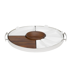 MOOD Party Stainless Steel Round Tray with Handles 