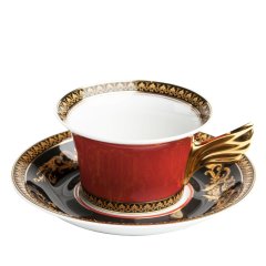 Versace Medusa Red Porcelain Tea Cup & Saucer