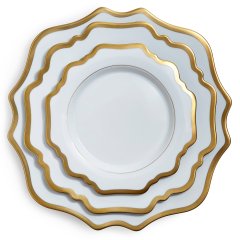 Antique White and Gold Dinner Plate