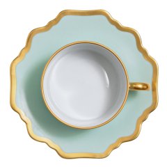 Anna's Palette Aqua Green Tea Cup and Saucer