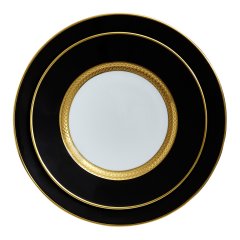 Odyssee Gold with Black Porcelain Dessert Plate