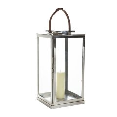 Medium Lantern with Leather Buckle Handle