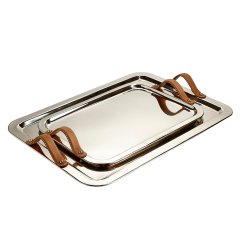 Large Tray with Leather Handles