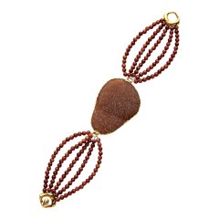 Quartz and Sandstone Bracelet with 14K Gold