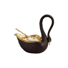 Swan Salt Cellar with 14K Gold Plated Spoon