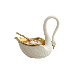 Swan Salt Cellar with 14K Gold Plated Spoon