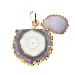 Small Amethyst and Quartz Pendant with 14K Gold