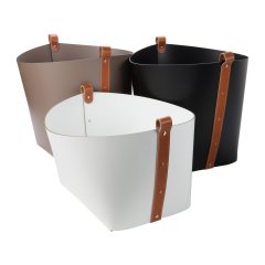 Leather Magazine Basket, Small