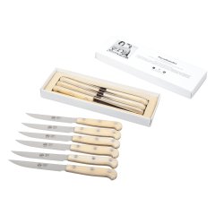 Steak Knives with White Lucite Handles, Set of 6