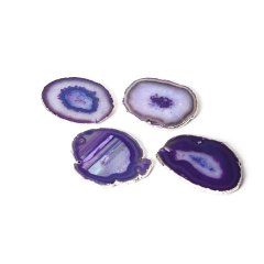 Set of 3 Agate Purple Coasters with Platinum