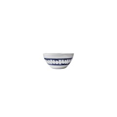 Rafia 2 Deep Round Bowl, Small - Steel Blue w/Platinum Rim