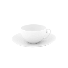 Hemisphere White Satin Tea Cup & Saucer Set - 7.7 oz