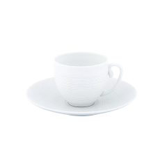 Hemisphere White Satin Cappuccino Cup & Saucer