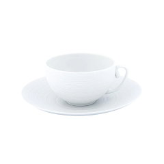 Hemisphere White Satin Breakfast Cup & Saucer