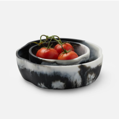 Beatrix Black Swirled Resin Serving Bowls, Set of 2