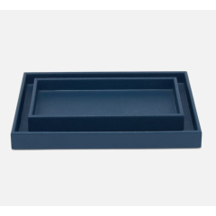 Dannes Trays - True Navy Faux Belgian Linen