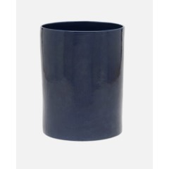Navy Burlap Ceramic Cordoba Wastebasket