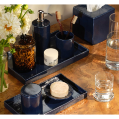 Navy Burlap Ceramic Cordoba Soap Dish