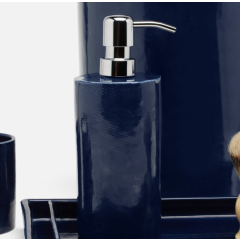 Navy Burlap Ceramic Cordoba Soap Pump