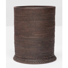 Coffee Rattan Round Dalton Wastebasket