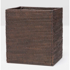 Coffee Rattan Rectangular Dalton Wastebasket