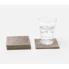 Tanner Grey Hair on Hide Coasters, Set of 4